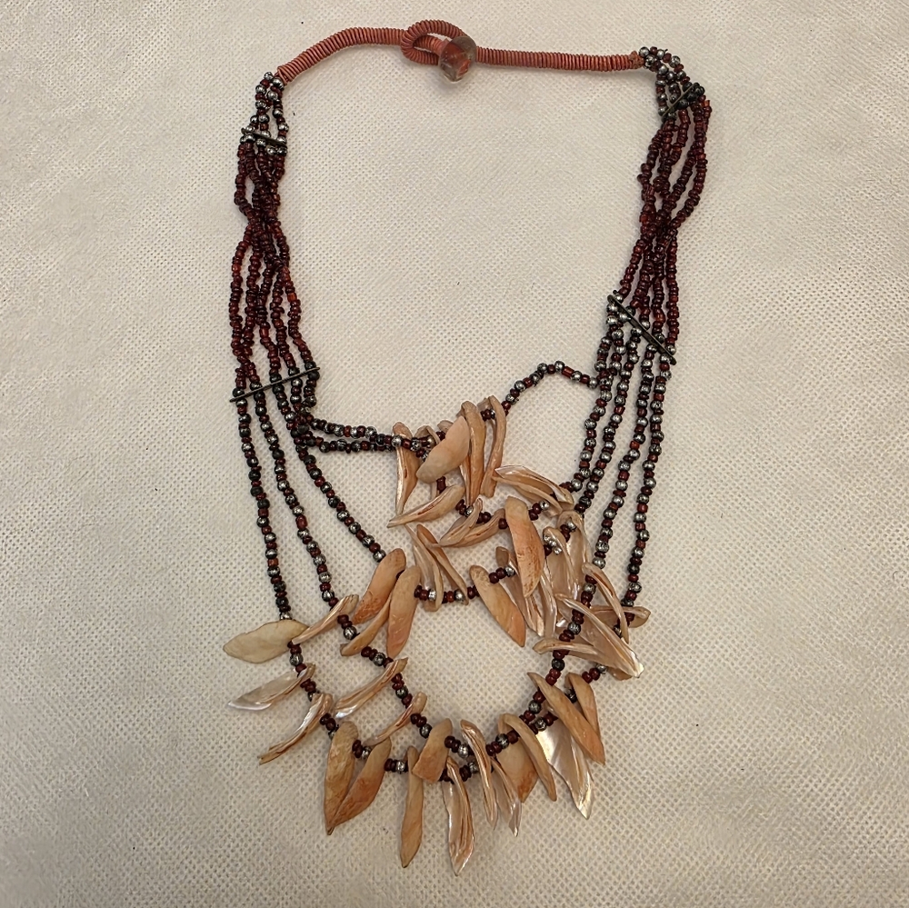 Elegant Multi-Strand Necklace with Leaf Accents